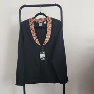 Puma Black Jacket with Animal Print Collar. NEVER USED.